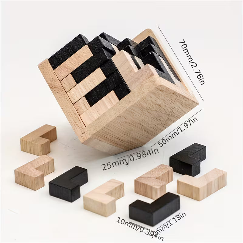 Puzzle Cub 3D din Lemn