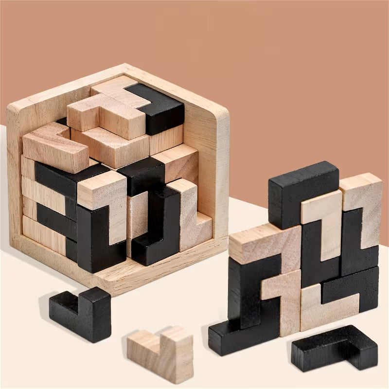 Puzzle Cub 3D din Lemn