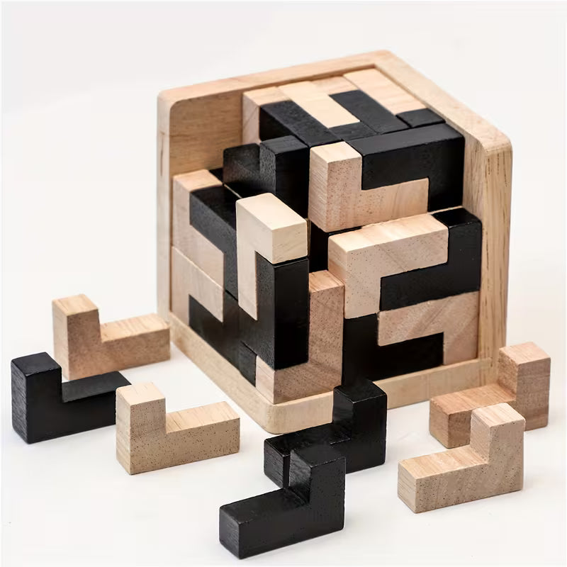 Puzzle Cub 3D din Lemn