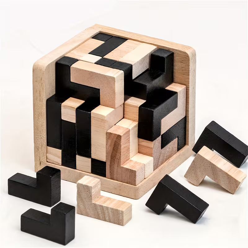 Puzzle Cub 3D din Lemn